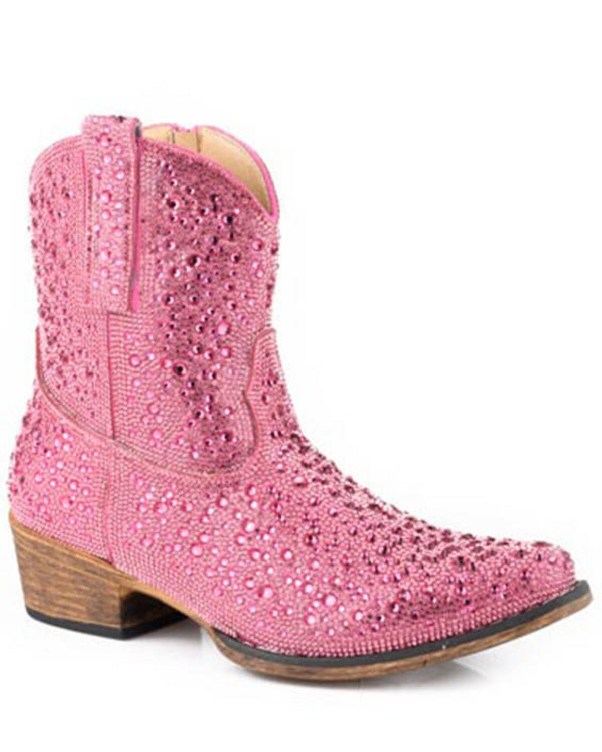 Image #1 - Roper Women's Shay Jewels Embellished Western Booties - Snip Toe, Pink, hi-res