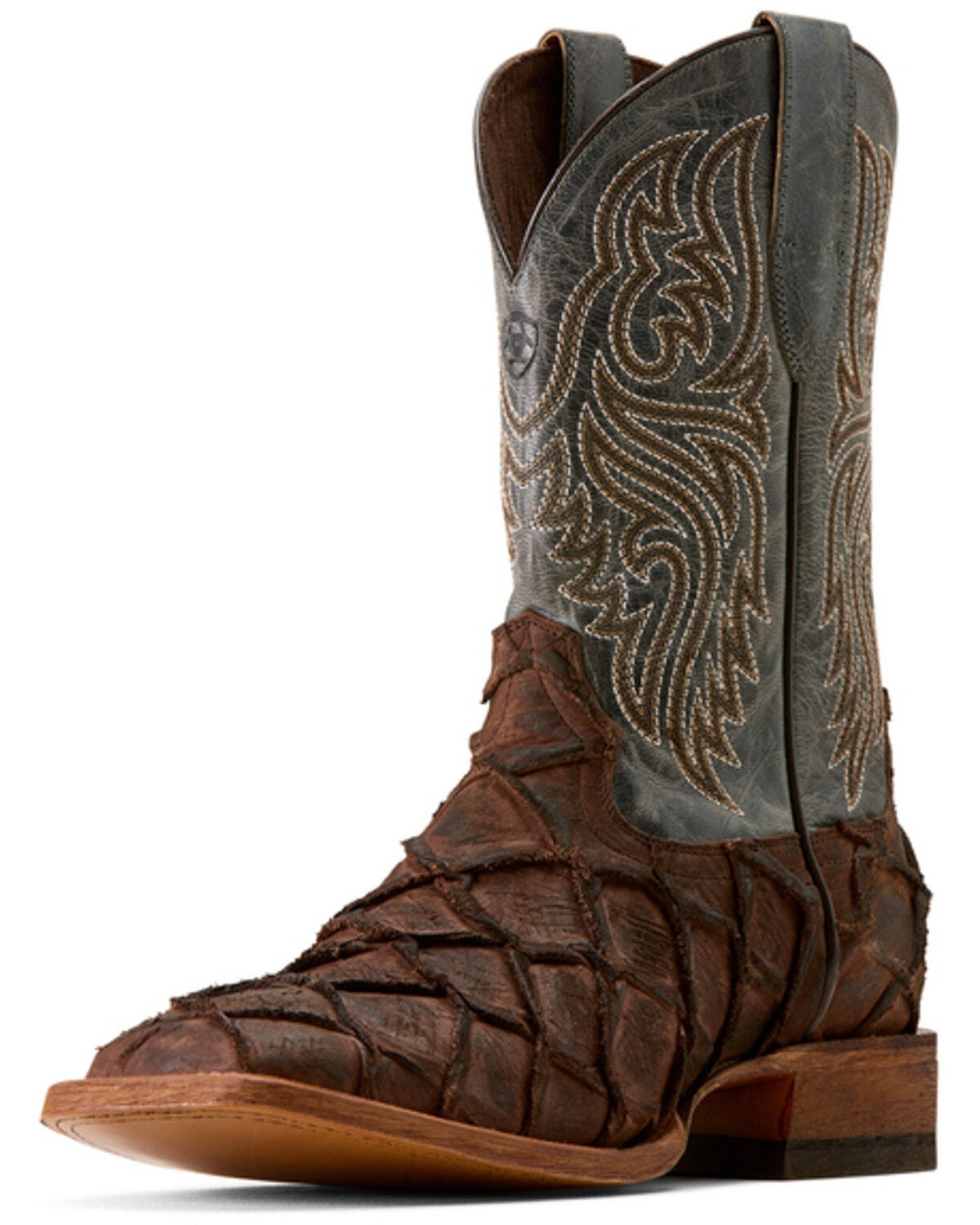 Ariat Men's Riverside Exotic Print Western Boots - Broad Square Toe, Brown, hi-res