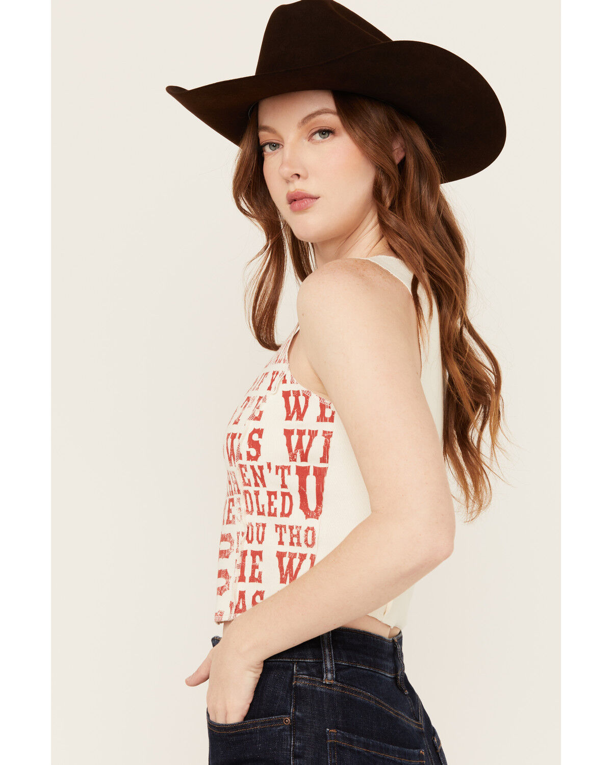 Image #2 - Idyllwind Women's Rhett The West Was Wild Graphic Rib Knit Tank, Ivory, hi-res