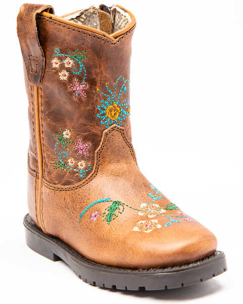 Shyanne Toddler Girls' Floral Western Boots - Square Toe, Brown, hi-res
