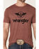 Wrangler Men's Auto Wings Logo Graphic Short Sleeve T-Shirt - Heather Burgundy , Burgundy, hi-res