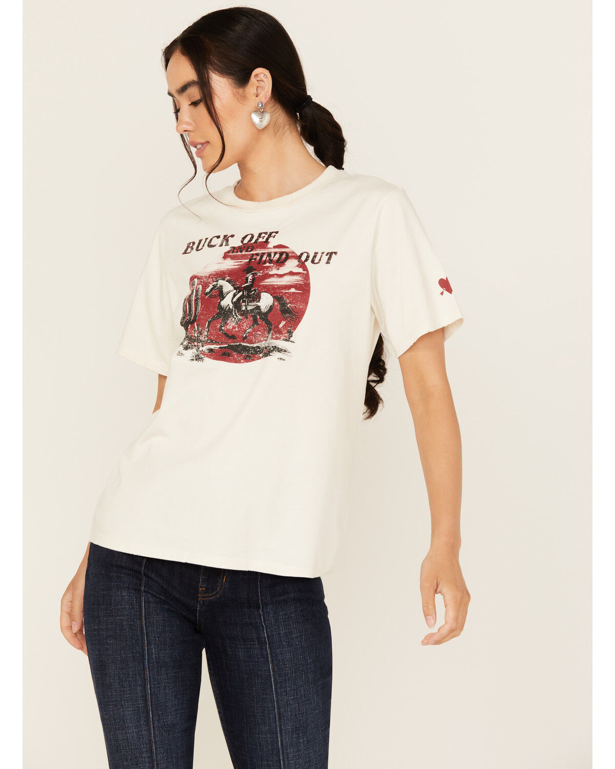 Image #2 - Idyllwind Women's Buck Off and Find Out Short Sleeve Graphic Tee, Ivory, hi-res