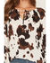 Image #3 - Wild Moss Women's Cow Print Long Sleeve Peasant Top, Brown, hi-res