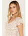 Image #5 - Cleo + Wolf Women's Floral Print Short Sleeve Smocked Shirt, Ivory, hi-res