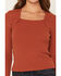 Image #3 - Shyanne Women's Textured Rib Knit Long Sleeve Top, Brown, hi-res