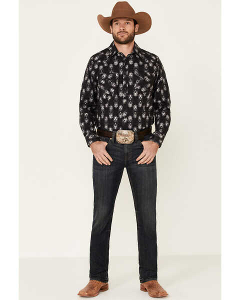 Image #2 - Rock & Roll Denim Men's Southwestern Print Long Sleeve Western Shirt , Black, hi-res