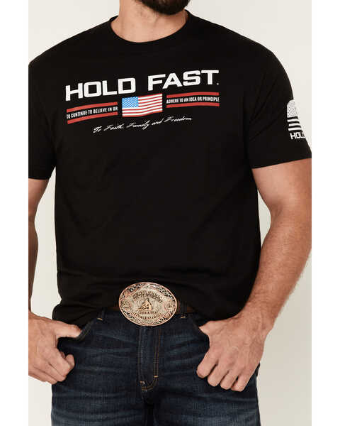 Hold Fast Men's Charcoal Iconic Flag Graphic Short Sleeve T-Shirt , Black, hi-res