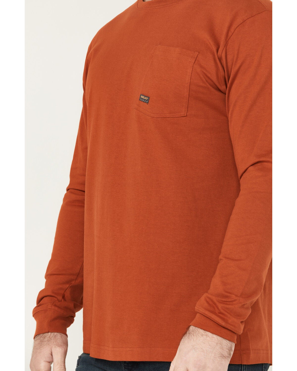 Image #3 - Ariat Men's Rebar Cotton Strung Long Sleeve Work Shirt, Brown, hi-res