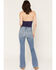 Image #3 - Haddad Women's Vintage Medium Wash Bella Trouser Flare Stretch Denim Jeans, Light Wash, hi-res