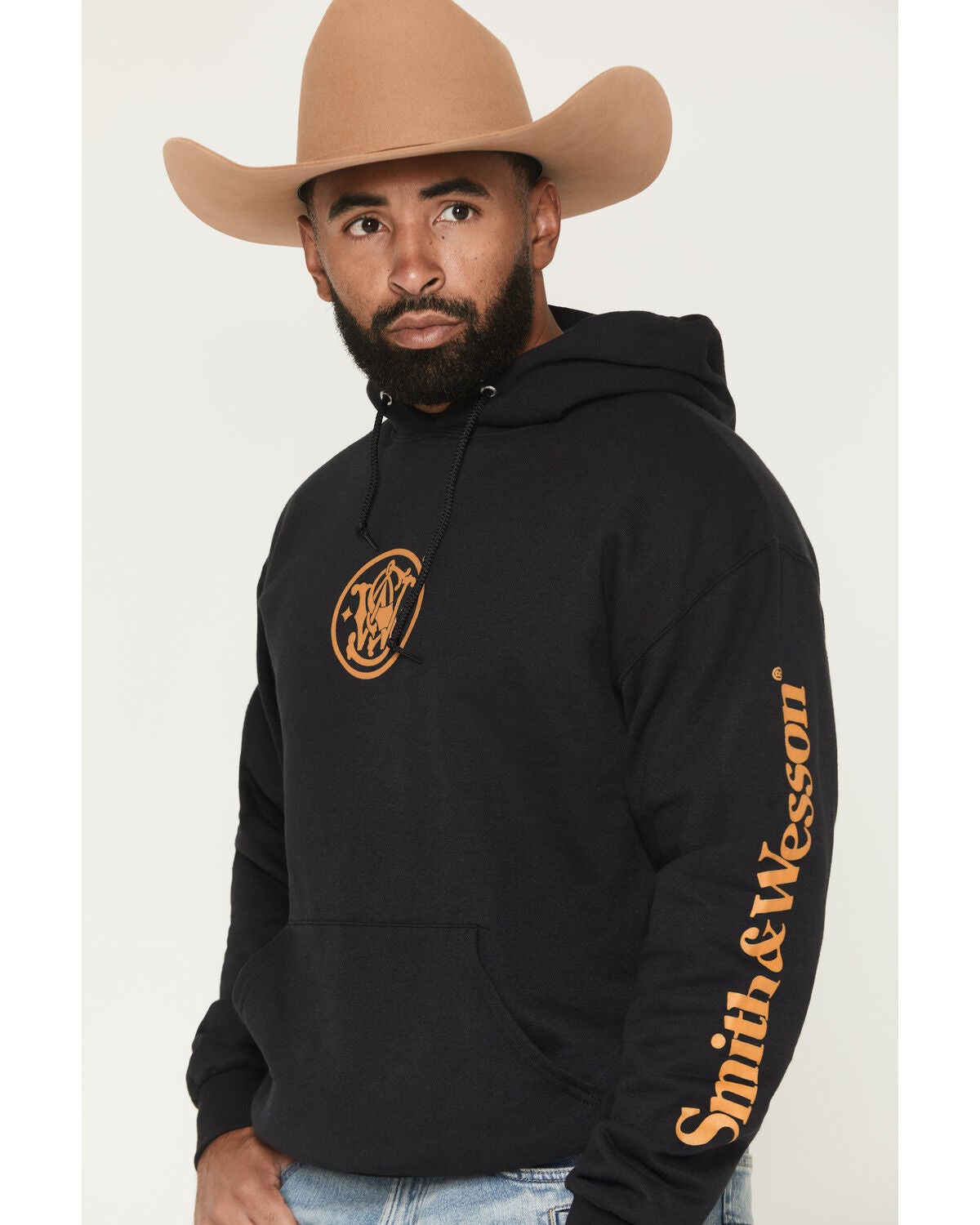 Image #2 - Smith & Wesson Men's Logo Graphic Hooded Sweatshirt, Black, hi-res