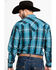 Stetson Men's Teal Slate Plaid Long Sleeve Western Shirt , Blue, hi-res