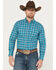 Image #1 - Ariat Men's Pro Series Krew Fitted Long Sleeve Button Down Western Shirt, Turquoise, hi-res