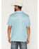 Image #4 - Panhandle Slim Men's Southwestern Striped Short Sleeve Button-Down Polo Shirt, Aqua, hi-res