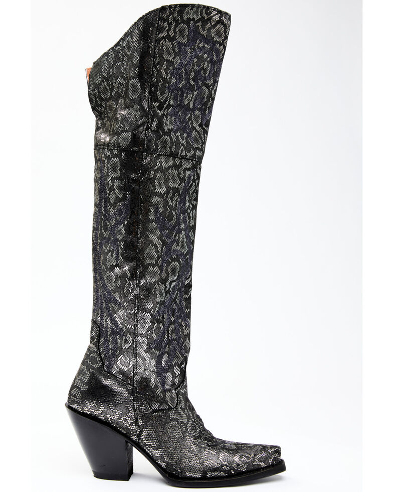Dan Post Women's Black Snake Print Western Boots - Snip Toe, Silver, hi-res