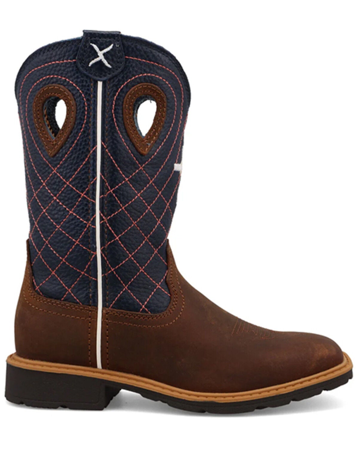 Twisted X Boys' Cowboy Work Western Boots - Broad Square Toe, Navy, hi-res