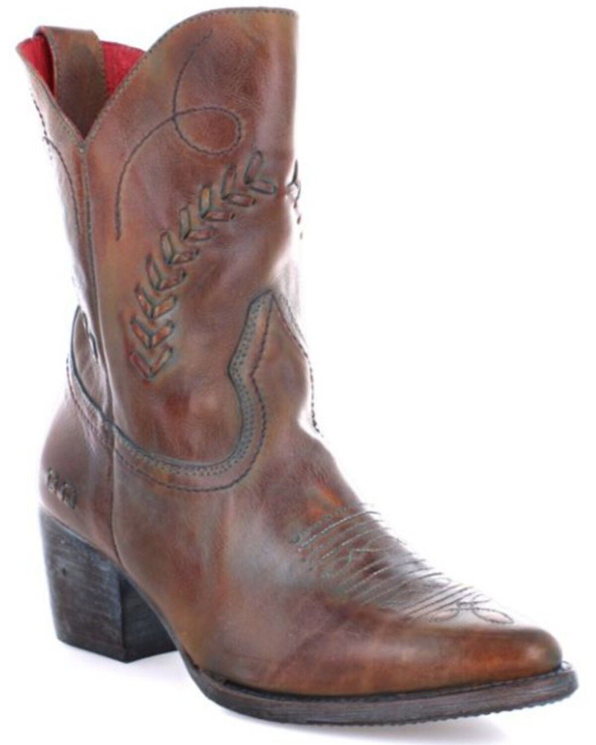 Bed Stu Women's Amanda II Western Booties - Round Toe, Brown, hi-res