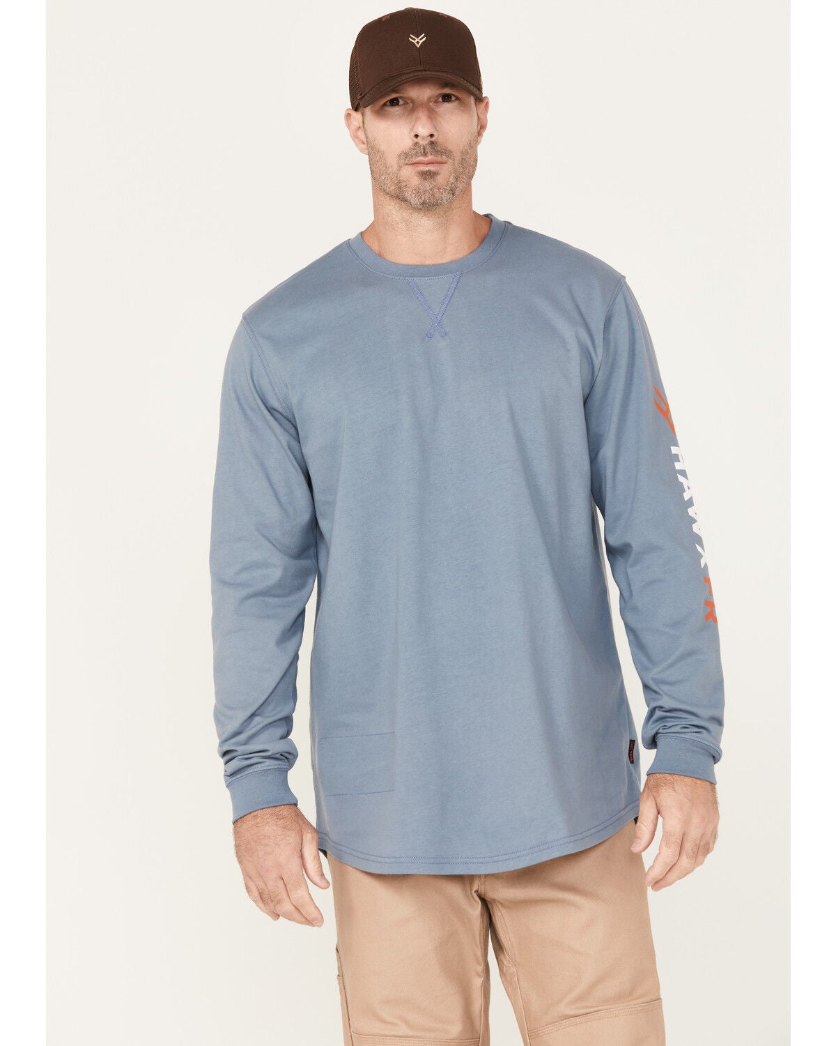 Hawx Men's FR Logo Long Sleeve Work T-Shirt&nbsp;- Big & Tall, Blue, hi-res