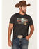 Image #1 - Rock & Roll Denim Men's Long Horn Short Sleeve Graphic T-Shirt, Charcoal, hi-res