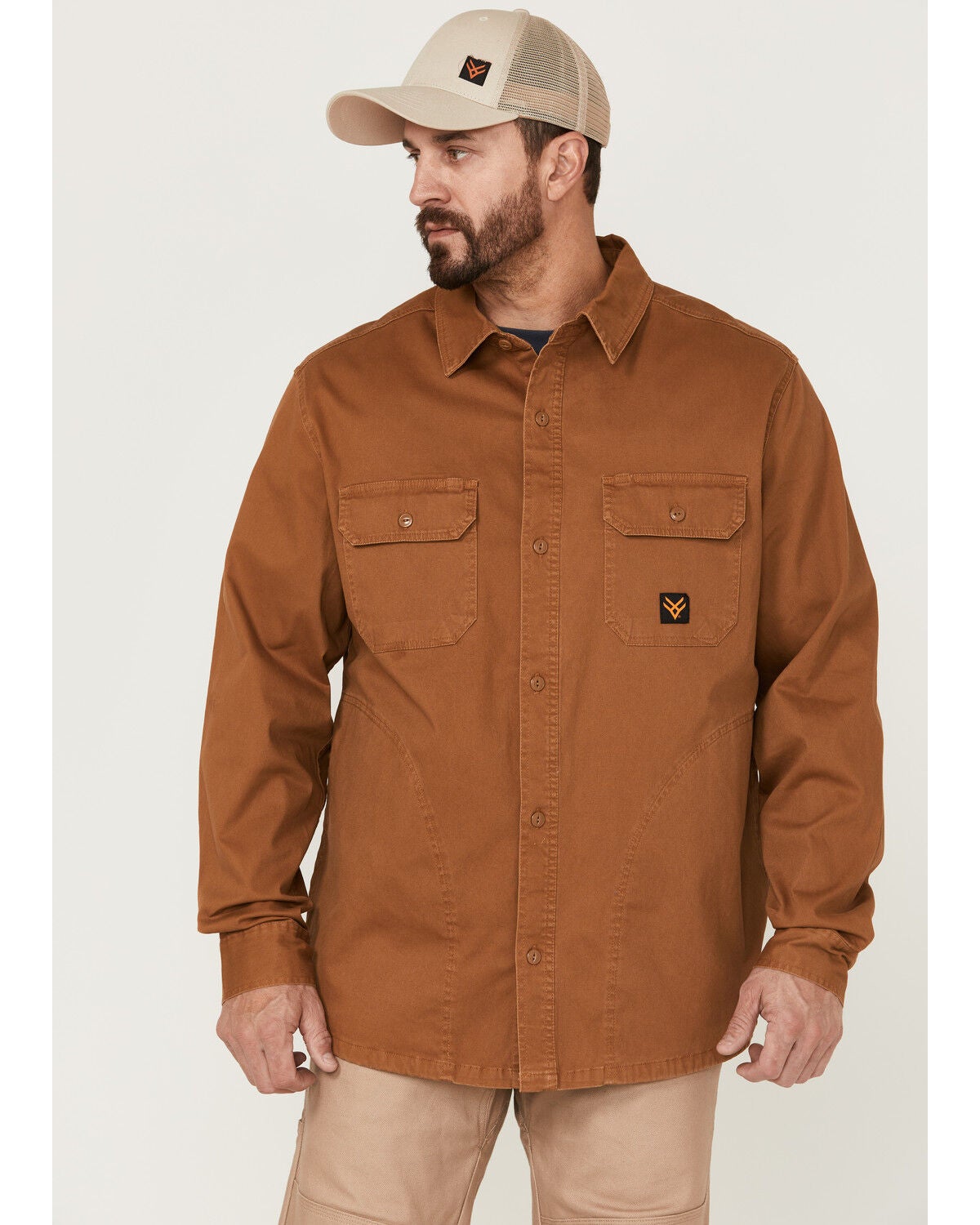 Hawx Men's Brawlins Weathered Bedford Button-Down Cord Work Shirt Jacket, Rust Copper, hi-res