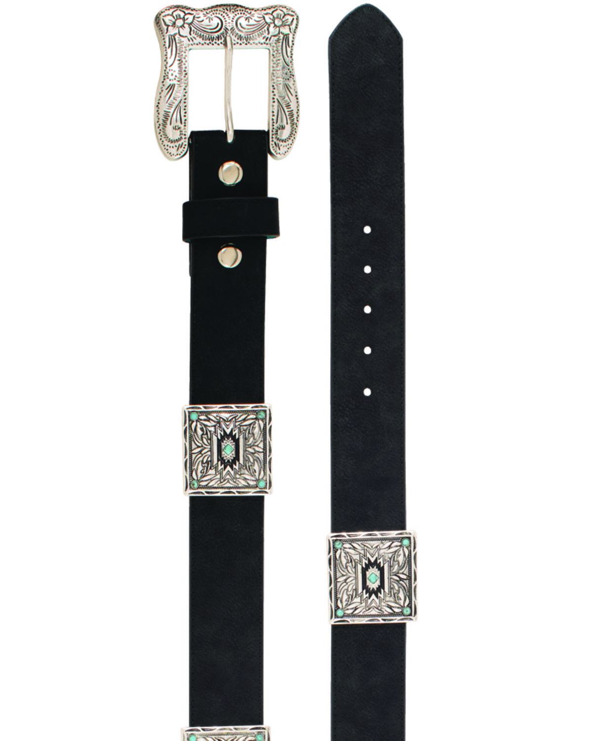 Image #1 - Catchfly Women's Concho Stone Leather Belt, Black, hi-res