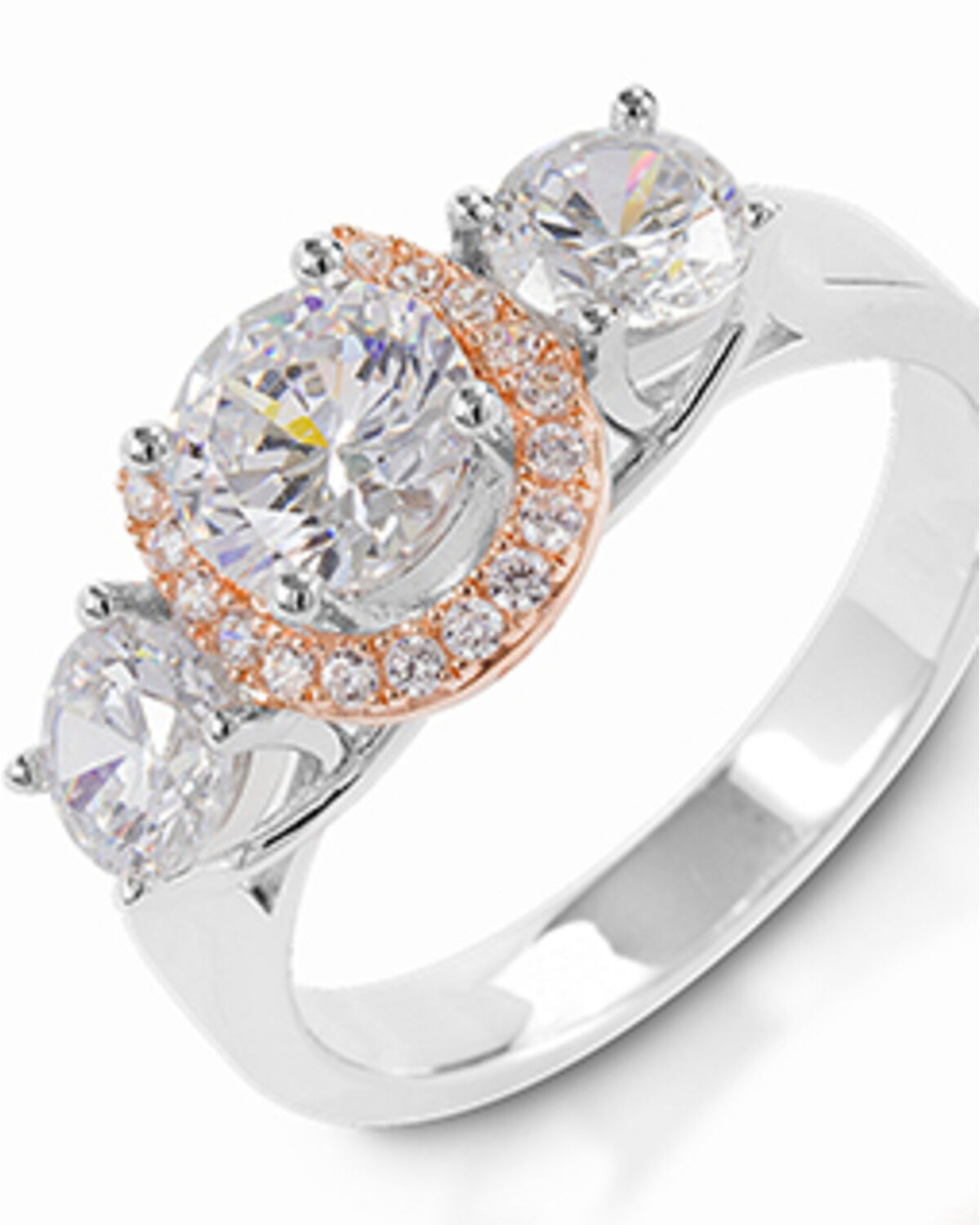 Image #2 - Kelly Herd Women's Large Three Stone Rose 14K Gold Horseshoe Ring, Silver, hi-res