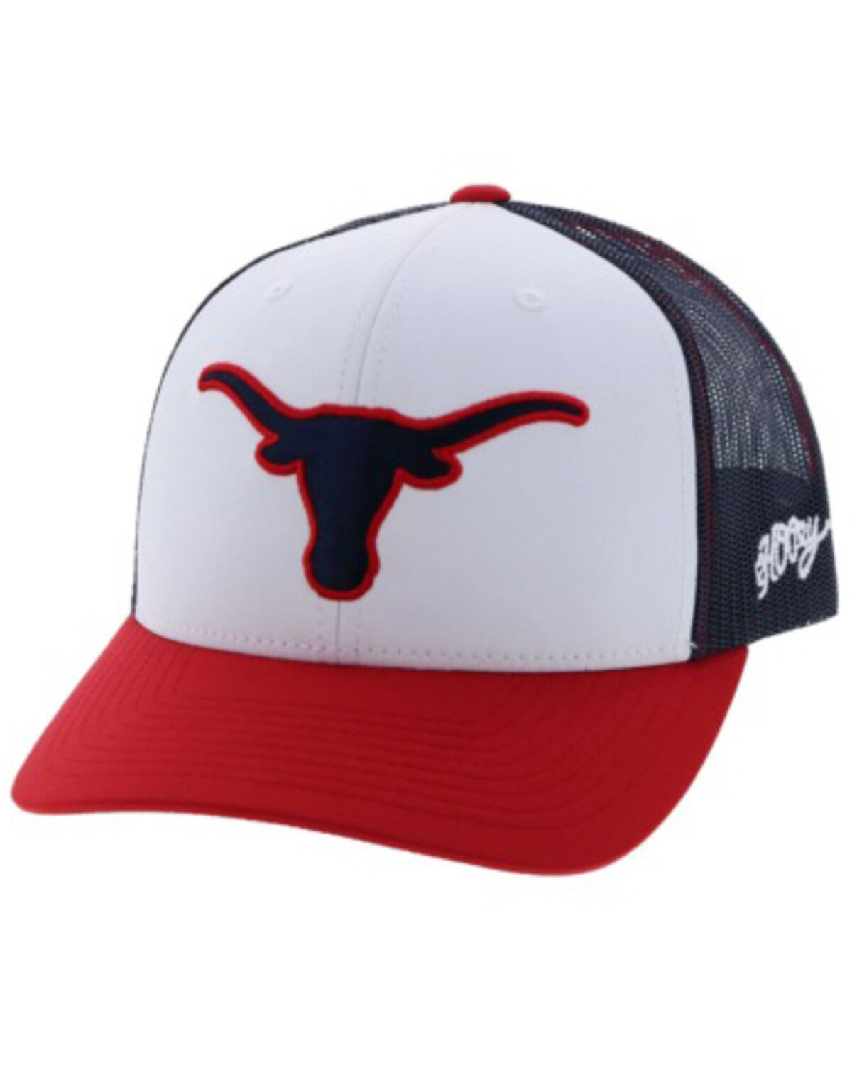 Image #1 - Hooey Men's UT Longhorn Logo Mesh Cap, Red/white/blue, hi-res