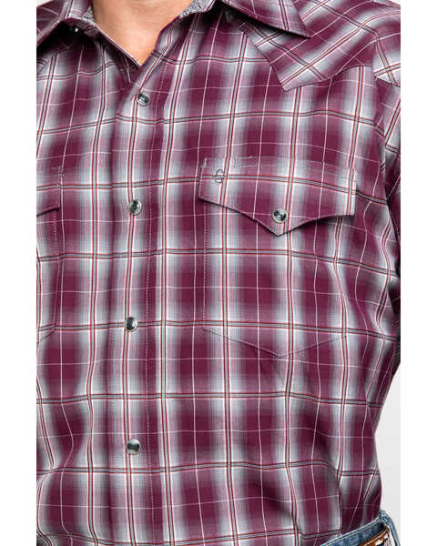 Image #4 - Stetson Men's Cedar Ombre Plaid Long Sleeve Western Shirt , Wine, hi-res