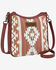 Image #1 - Wrangler Women's Sherpa Southwestern Print Canvas Crossbody Bag, Burgundy, hi-res