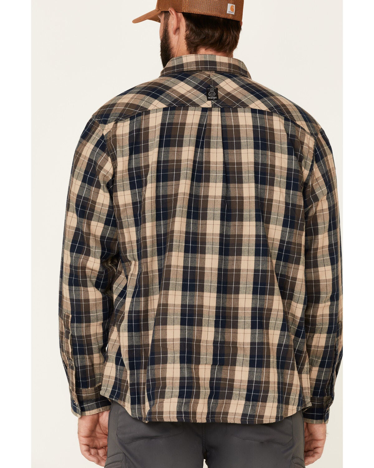 Image #4 - ATG&trade; by Wrangler All Terrain Men's Dark Sapphire Plaid Thermal Lined Long Sleeve Western Flannel Shirt , , hi-res