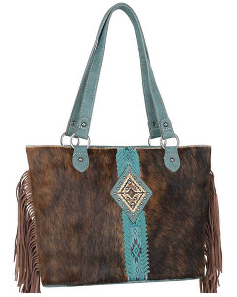 Image #2 - Trinity Ranch by Montana West Women's Cowhide Concealed Carry Tote, Turquoise, hi-res