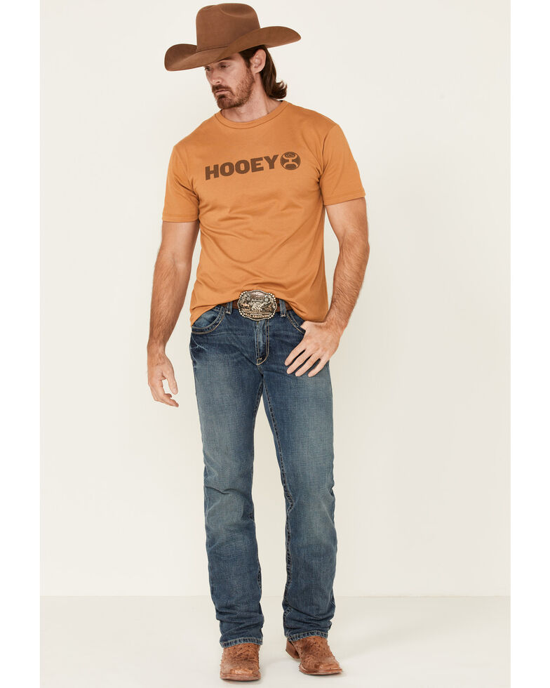 HOOey Men's Mustard Lock Up Logo Short Sleeve T-Shirt , Yellow, hi-res