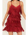 Image #3 - Idyllwind Women's Brixworth Fringe Faux Suede Mini Dress, Wine, hi-res