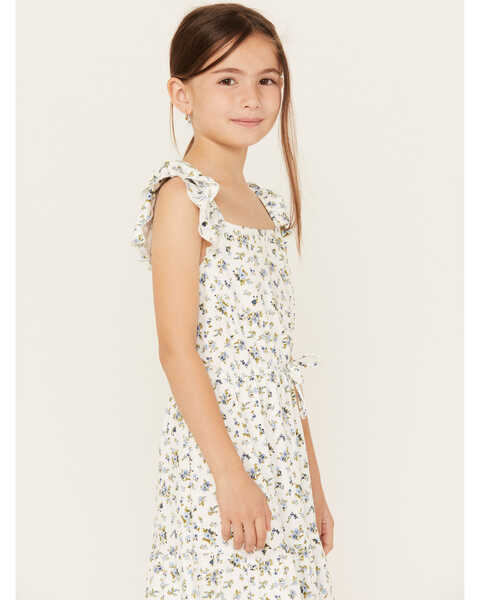 Image #2 - Shyanne Girls' Ditsy Print Dress and Scrunchie Set, White, hi-res
