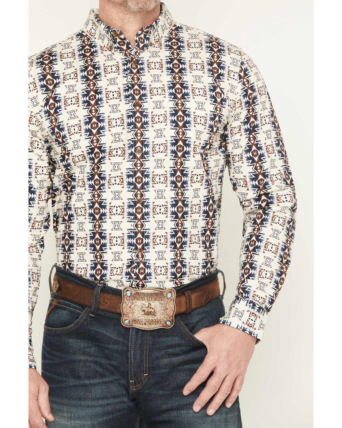 Image #3 - Cody James Men's Wild Prairie Southwestern Print Long Sleeve Button-Down Stretch Western Shirt - Big, Tan, hi-res