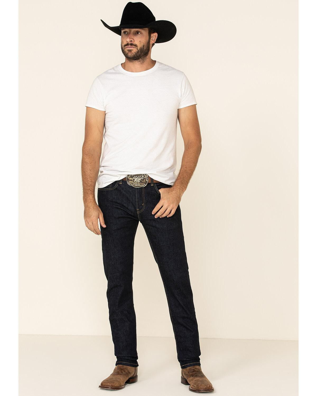 Image #1 - Levi's Men's 502 Dark Hollow Rinse Tapered Stretch Regular Straight Leg Jeans, Blue, hi-res