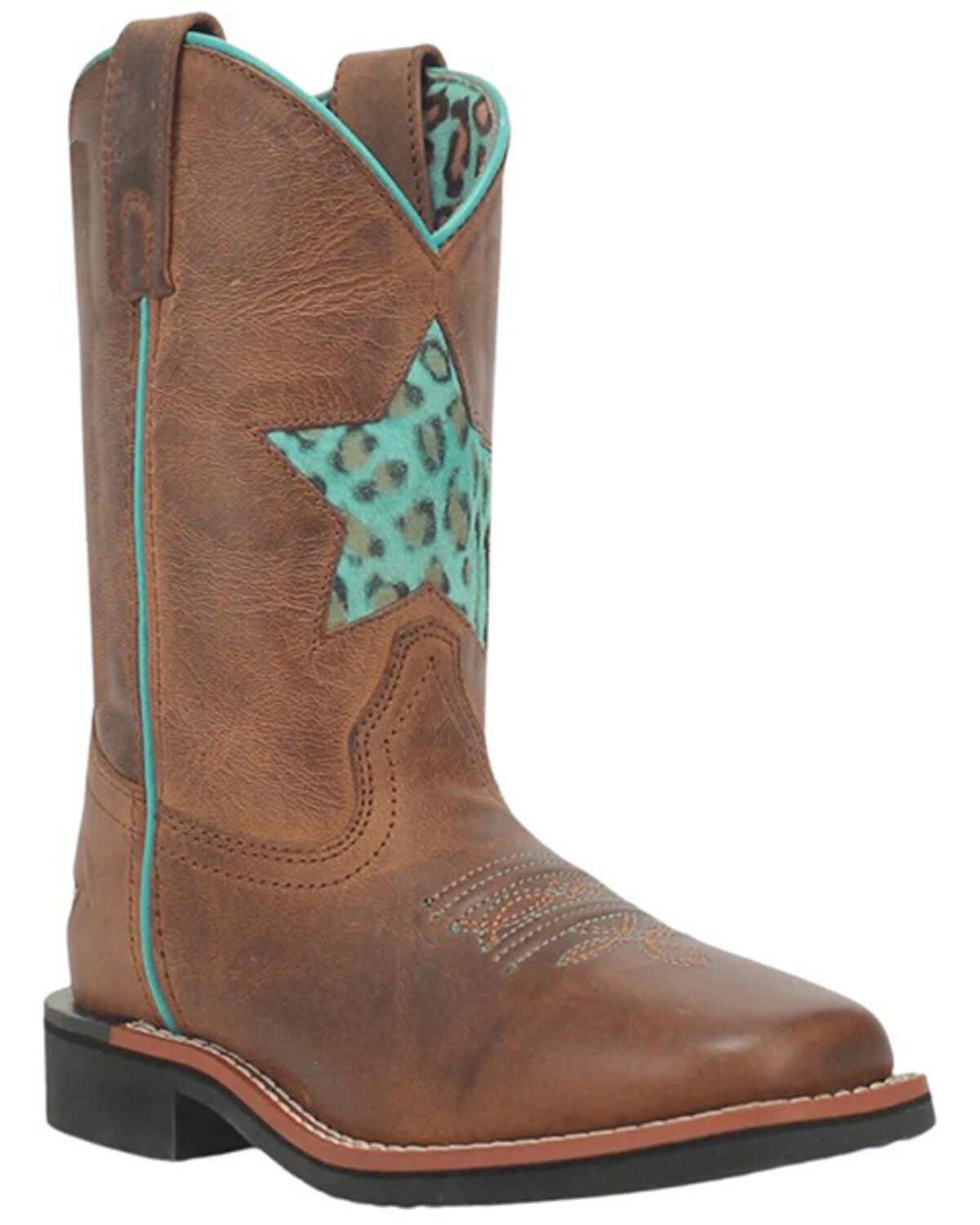 Image #1 - Dan Post Little Girls' Starr Western Boots - Broad Square Toe, Brown, hi-res