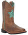 Image #1 - Dan Post Little Girls' Starr Western Boots - Broad Square Toe, Brown, hi-res