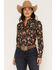 Image #1 - Rock & Roll Denim Women's Spur Floral Print Long Sleeve Snap Tek Western Shirt, Black, hi-res