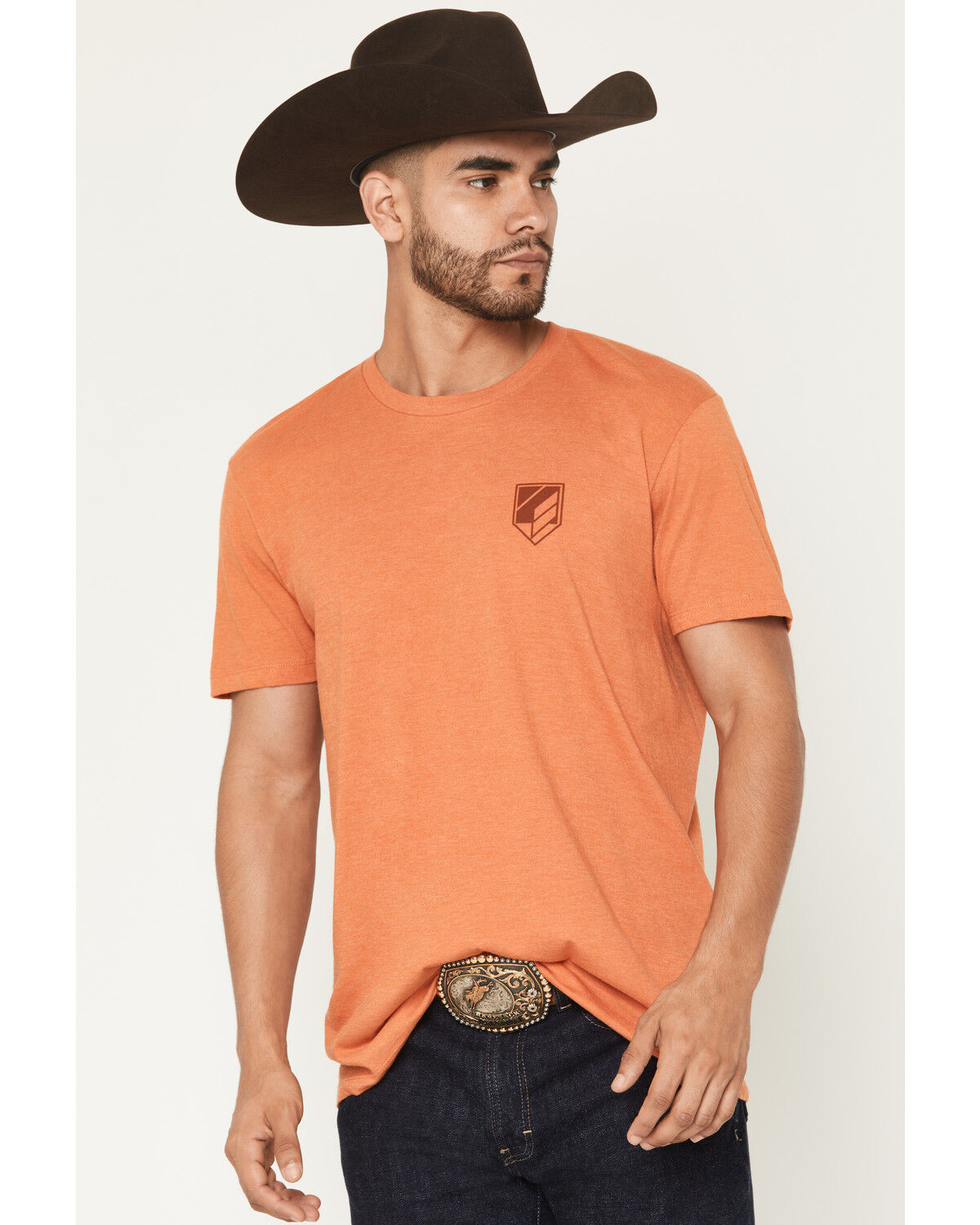 Image #2 - RANK 45® Men's Cowboy Logo Short Sleeve Graphic T-Shirt, Orange, hi-res