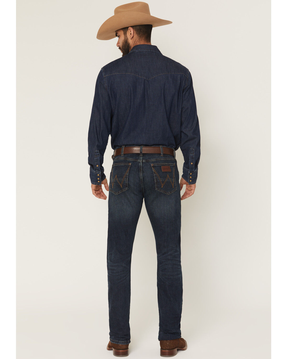 Image #3 - Wrangler Retro Men's 77MWZ Dark Wash Slim Bootcut Stretch Denim Jeans, Dark Wash, hi-res