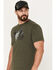 Image #2 - Brothers and Sons Men's Longhorn Skull Logo Graphic T-Shirt , Olive, hi-res