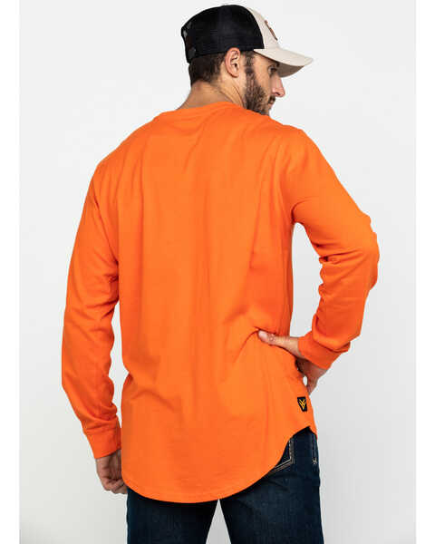 Hawx Men's Orange Logo Long Sleeve Work T-Shirt - Tall , Orange, hi-res