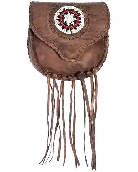 Image #1 - Kobler Leather Women's Beaded Clip Bag, Dark Brown, hi-res