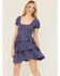 Image #2 - Originality Women's Tiered Short Sleeve Mini Dress, Navy, hi-res