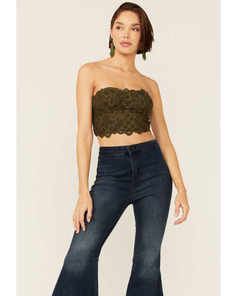Image #1 - Free People Women's Army Adella Corset Bralette , Olive, hi-res