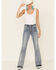 Rock & Roll Denim Women's Button Front Trouser Jeans, Blue, hi-res