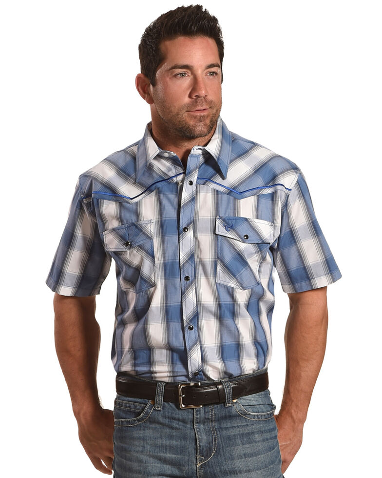 Cowboy Hardware Men's Hombre Plaid Shirt , Steel Blue, hi-res