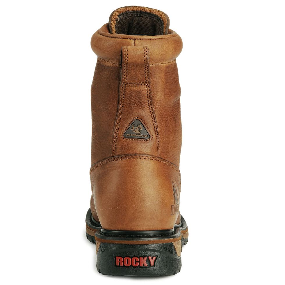Rocky Men's Original Ride Lacer Waterproof Work Boots - Soft Toe, Tan, hi-res
