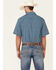 Image #4 - Panhandle Men's Performance Arrow Geo Print Short Sleeve Button Down Western Shirt , Blue, hi-res