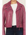 Image #3 - Mauritius Leather Women's Christy Star Zip-Front Moto Leather Jacket, Pink, hi-res